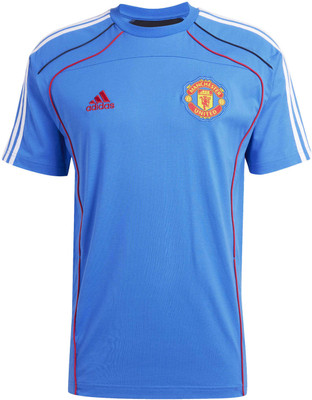 ADIDAS Printed Men Crew Neck Blue T-Shirt
