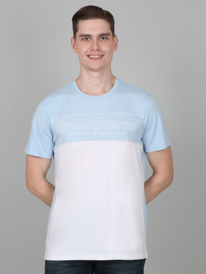 CANTABIL Colorblock Men Round Neck Light Blue, Grey T-Shirt