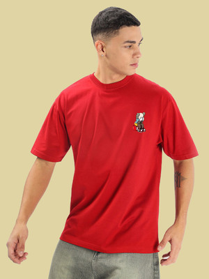 BDSQUARE Graphic Print Men Round Neck Red T-Shirt