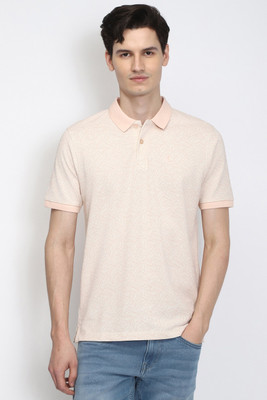 PETER ENGLAND Solid Men Polo Neck Pink T-Shirt