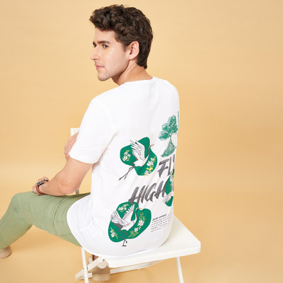 Urban Ranger by Pantaloons Printed Men Round Neck White T-Shirt