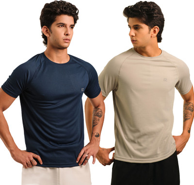 Sirtex Eazy Solid Men Round Neck Blue, Grey T-Shirt