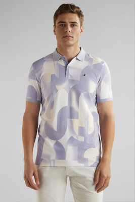 LOUIS PHILIPPE Abstract Men Polo Neck Purple, White T-Shirt