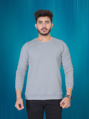 radhe creation Self Design Men Round Neck Grey T-Shirt