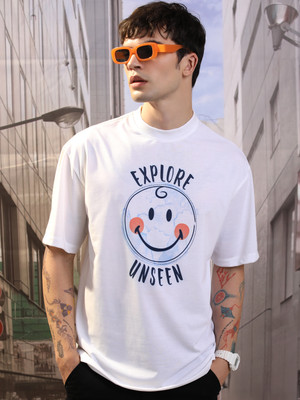 HIGHLANDER Printed, Typography Men Round Neck White T-Shirt