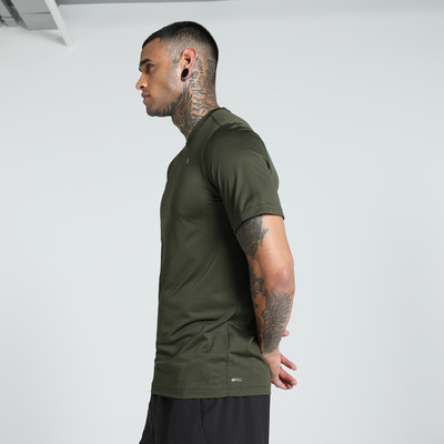 PUMA Solid Men Crew Neck Green T-Shirt