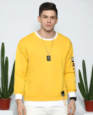 Autna Printed Men Round Neck Yellow T-Shirt