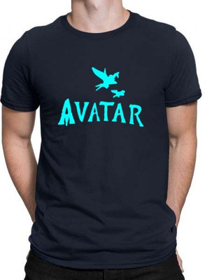 HIT SQUARE Printed Men Round Neck Navy Blue T-Shirt