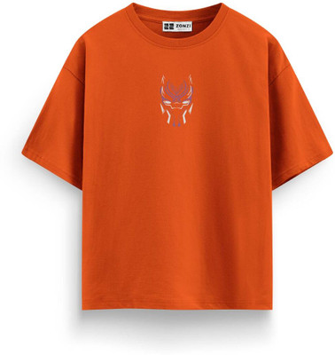 zonzimart Graphic Print, Superhero Men Round Neck Orange T-Shirt