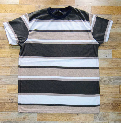 GALAXYGARMENTS Striped Men Round Neck Black, White T-Shirt
