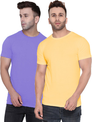 Kroptee Solid Men Round Neck Multicolor T-Shirt