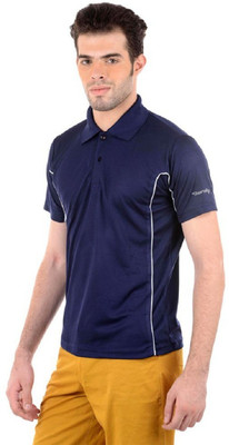 Burdy Solid Men Polo Neck Blue T-Shirt