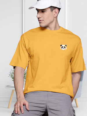 PATOIS Printed Men Round Neck Yellow T-Shirt