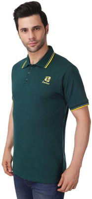 Zonkar Self Design Men Polo Neck Green T-Shirt