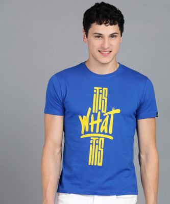Urbano Fashion Typography Men Round Neck Blue T-Shirt