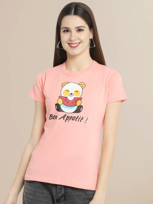 SZN Solid Women Round Neck Pink T-Shirt