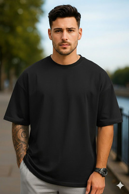 DRIFTH Solid Men Round Neck Black T-Shirt