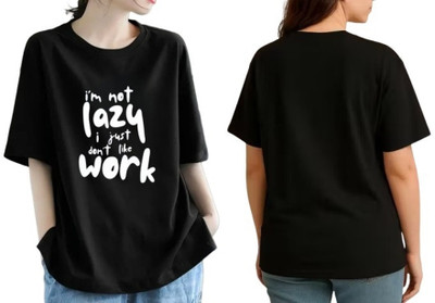 Prinsoo Graphic Print Women Crew Neck Black T-Shirt