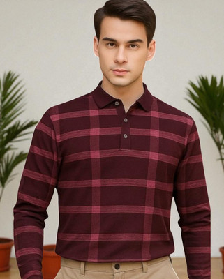 Autna Printed Men Polo Neck Maroon T-Shirt