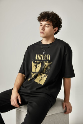 wearnroam Graphic Print Men Crew Neck Black T-Shirt
