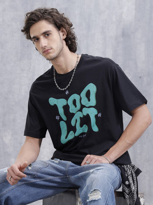 WROGN Printed Men Crew Neck Black T-Shirt