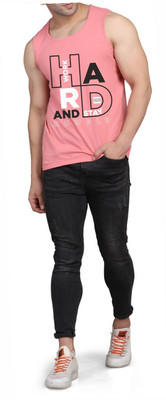 Restore Typography Men Round Neck Pink T-Shirt