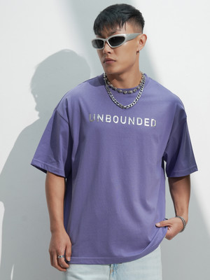 HIGHLANDER Printed Men Round Neck Purple T-Shirt