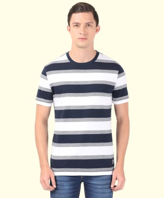 JOCKEY Striped Men Round Neck White T-Shirt