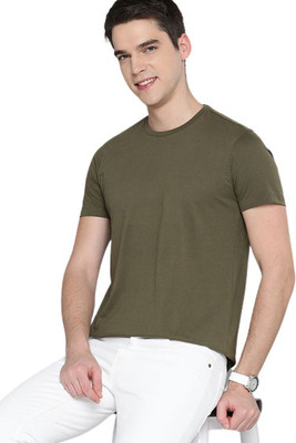 RULEDBYSUN Solid Men Round Neck Green T-Shirt