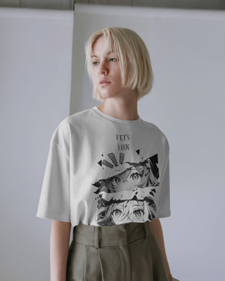 Evo Vogue Printed Women Round Neck White T-Shirt