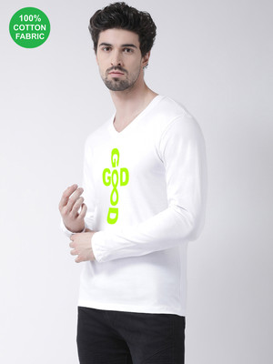 FRISKERS Graphic Print Men V Neck White T-Shirt