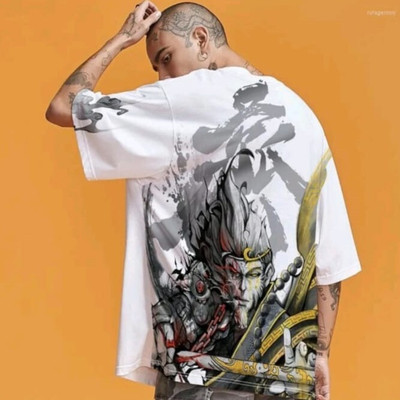 Yellow Tree Printed Men Round Neck White T-Shirt