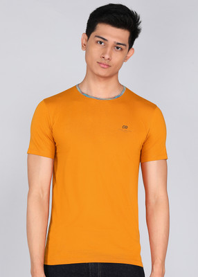 PETER ENGLAND Solid Men Round Neck Orange T-Shirt