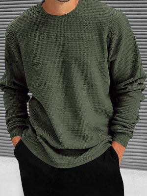 EyeBogler Self Design Men Round Neck Green T-Shirt