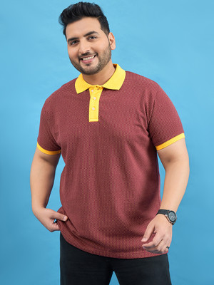 bigbanana Printed Men Polo Neck Maroon T-Shirt