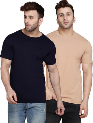 SLOWLORIS Solid Men Round Neck Multicolor T-Shirt