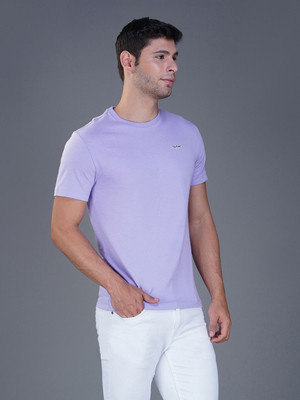 Zvezda Solid Men Round Neck Purple T-Shirt