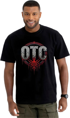 TEEGALLARY Printed Men Round Neck Black T-Shirt