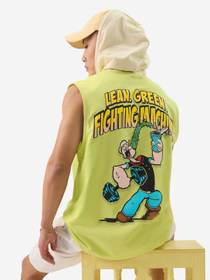 The Souled Store Graphic Print Men Hooded Neck Green T-Shirt