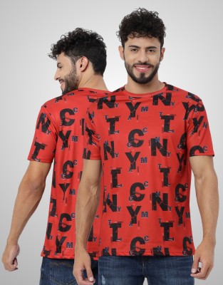 Crastic Printed, Typography Men Round Neck Red T-Shirt