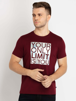Status Quo Typography Men Round Neck Red T-Shirt
