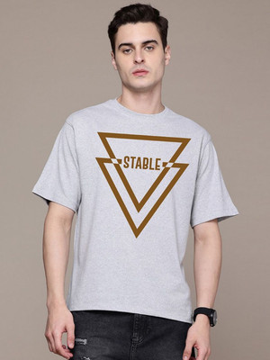 Moda Rapido Graphic Print Men Round Neck Grey T-Shirt
