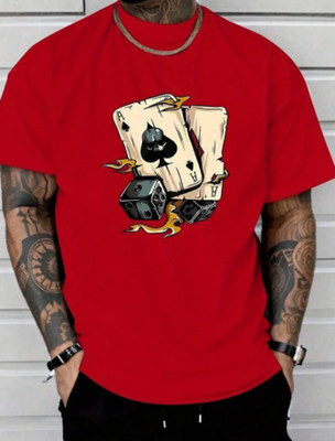 Dear Happy Printed Men Round Neck Red T-Shirt