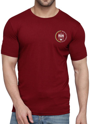 WOOSTRO Printed, Typography Men Round Neck Maroon T-Shirt