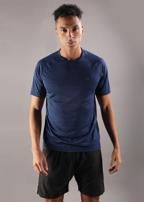 Force NXT Solid Men Round Neck Dark Blue T-Shirt