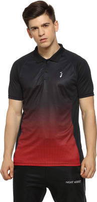 CAMPUS SUTRA Washed, Washed/Ombre Men Polo Neck Red T-Shirt