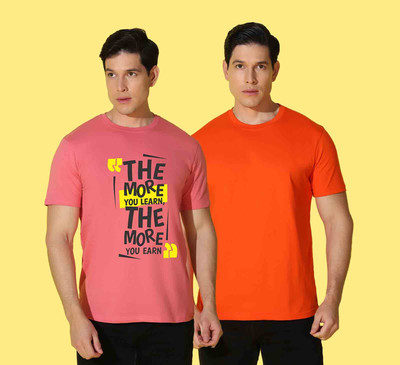 WOOSTRO Printed, Solid Men Crew Neck Multicolor T-Shirt