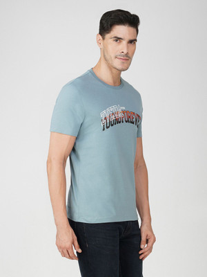 Zvezda Printed Men Round Neck Light Blue T-Shirt