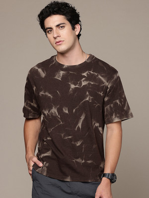 METRONAUT Washed Men Crew Neck Brown T-Shirt