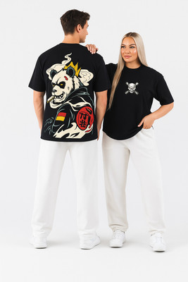 tanray Printed Men Crew Neck Black T-Shirt